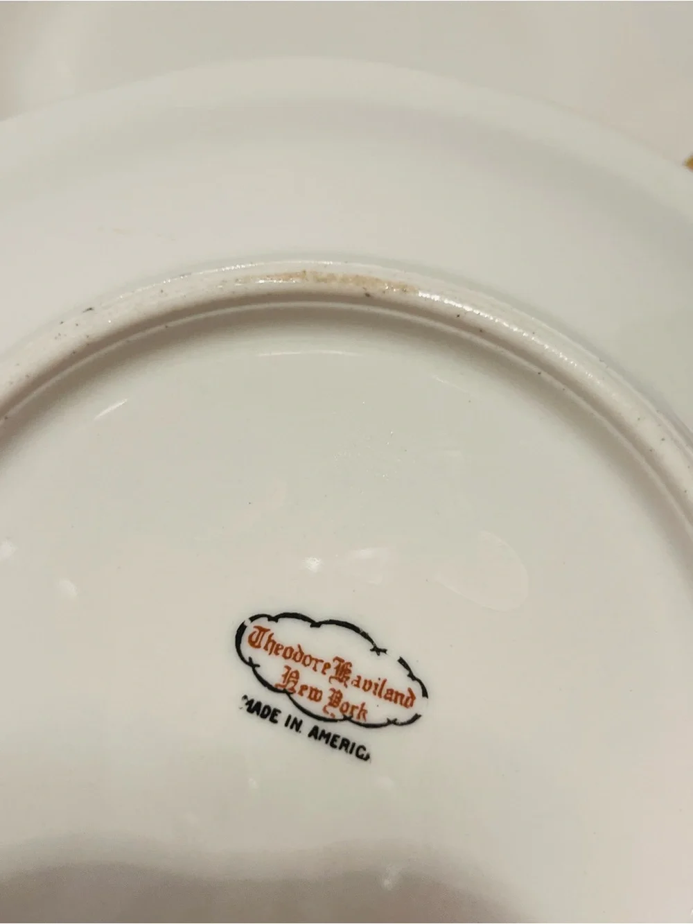 Antique Theodore Haviland New York Made in America Gold Encrusted 6 Soup Plates